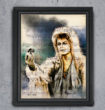 Load image into Gallery viewer, Love Me, Fear Me - David Bowie Jareth Labyrinth Art print on Unryu, Map, Dictionary Page or any Specialty paper of your choice.