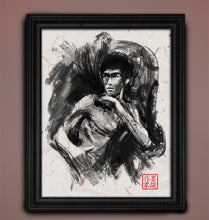 Load image into Gallery viewer, Enter the Dragon - Bruce Lee Art print on Japanese Unryu, Map, Dictionary Page or any Specialty paper of your choice.