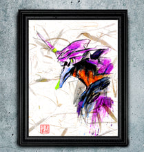 Load image into Gallery viewer, "Eva Unit 1" - Evangelion inspired Watercolor Art on real Japanese Unryu or Bamboo papers!