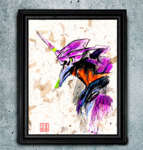 Load image into Gallery viewer, "Eva Unit 1" - Evangelion inspired Watercolor Art on real Japanese Unryu or Bamboo papers!
