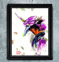 Load image into Gallery viewer, "Eva Unit 1" - Evangelion inspired Watercolor Art on real Japanese Unryu or Bamboo papers!
