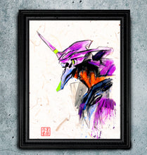 Load image into Gallery viewer, "Eva Unit 1" - Evangelion inspired Watercolor Art on real Japanese Unryu or Bamboo papers!