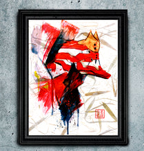 Load image into Gallery viewer, "Eva Unit 2" - Evangelion inspired Watercolor Art on real Japanese Unryu or Bamboo papers!