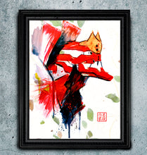 Load image into Gallery viewer, "Eva Unit 2" - Evangelion inspired Watercolor Art on real Japanese Unryu or Bamboo papers!