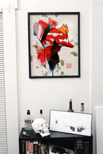 Load image into Gallery viewer, "Eva Unit 2" - Evangelion inspired Watercolor Art on real Japanese Unryu or Bamboo papers!