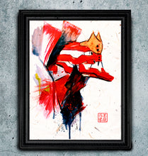 Load image into Gallery viewer, "Eva Unit 2" - Evangelion inspired Watercolor Art on real Japanese Unryu or Bamboo papers!