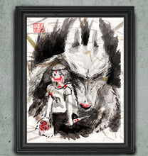 Load image into Gallery viewer, Princess Mononoke of the Forest - Studio Ghibli Art Print on real Japanese Unryu or Bamboo papers!