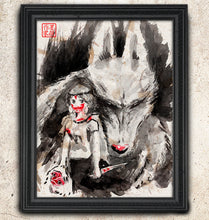 Load image into Gallery viewer, Princess Mononoke of the Forest - Studio Ghibli Art Print on real Japanese Unryu or Bamboo papers!
