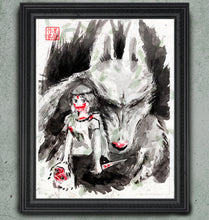 Load image into Gallery viewer, Princess Mononoke of the Forest - Studio Ghibli Art Print on real Japanese Unryu or Bamboo papers!