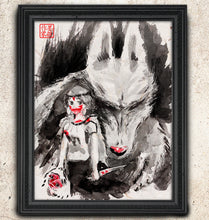 Load image into Gallery viewer, Princess Mononoke of the Forest - Studio Ghibli Art Print on real Japanese Unryu or Bamboo papers!