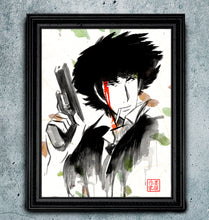 Load image into Gallery viewer, "Spike" - Cowboy Bebop inspired Watercolor Art on real Japanese Unryu or Bamboo papers!
