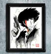 Load image into Gallery viewer, "Spike" - Cowboy Bebop inspired Watercolor Art on real Japanese Unryu or Bamboo papers!