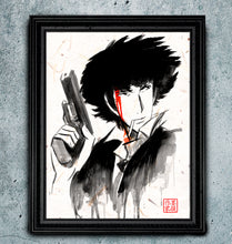 Load image into Gallery viewer, "Spike" - Cowboy Bebop inspired Watercolor Art on real Japanese Unryu or Bamboo papers!