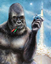 Load image into Gallery viewer, "To The Moon!" - Diamond-Handing Ape, Rocket to Moon Original Artwork - Multiple sizes, Canvas Prints