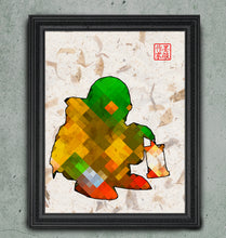 Load image into Gallery viewer, Doink! - Final Fantasy Tonberry Art print on Japanese Unryu, Map, Dictionary Page or any Specialty paper of your choice.
