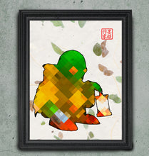 Load image into Gallery viewer, Doink! - Final Fantasy Tonberry Art print on Japanese Unryu, Map, Dictionary Page or any Specialty paper of your choice.