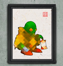 Load image into Gallery viewer, Doink! - Final Fantasy Tonberry Art print on Japanese Unryu, Map, Dictionary Page or any Specialty paper of your choice.