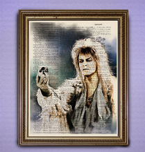 Load image into Gallery viewer, Love Me, Fear Me - David Bowie Jareth Labyrinth Art print on Unryu, Map, Dictionary Page or any Specialty paper of your choice.