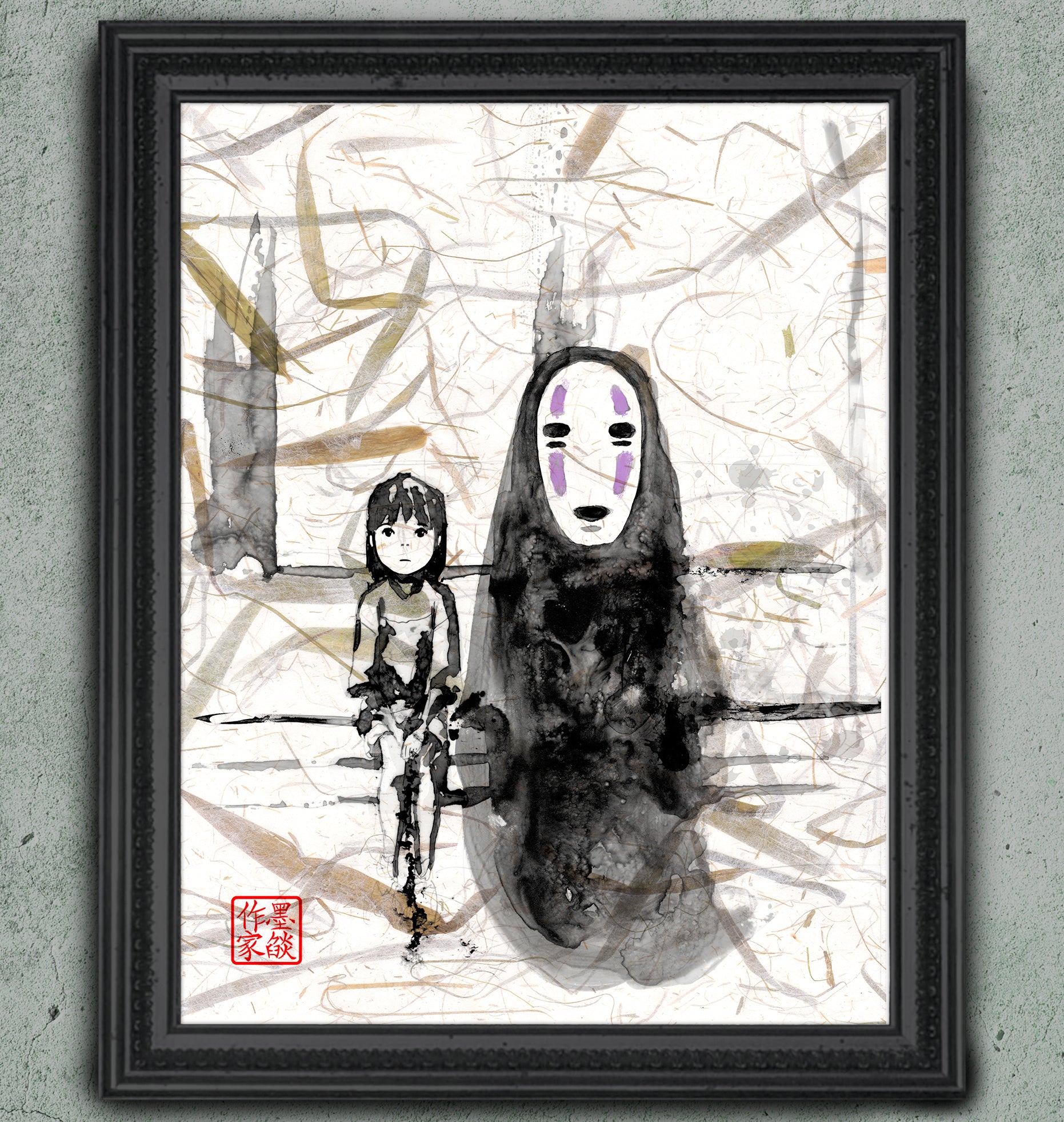 Chihiro and No-Face – Spirited Away Watercolor Studio Ghibli Art on re –  Inkwell Arts, image size:1862x1963