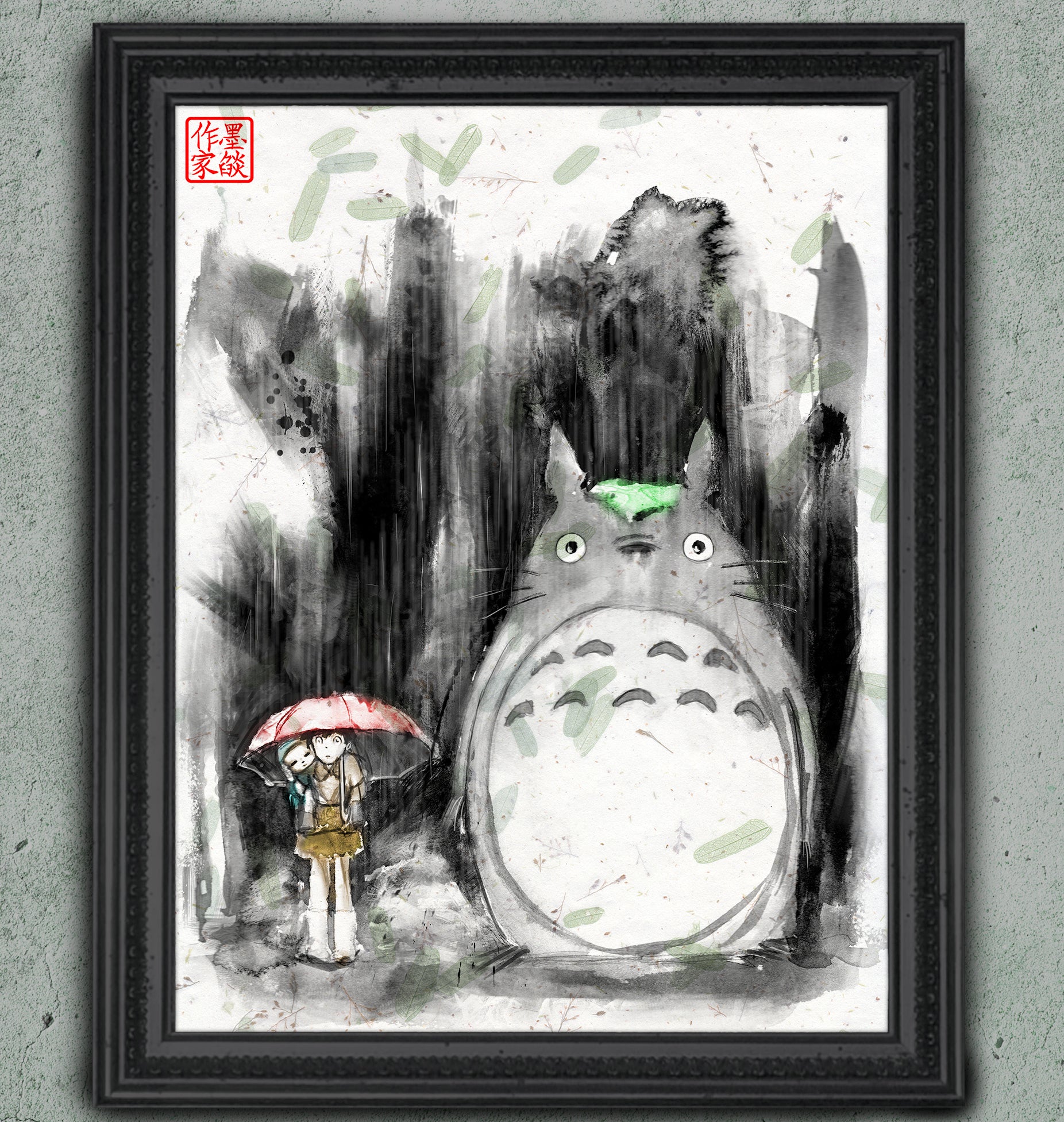 Totoro! - Studio Ghibli Art Print on Japanese Unryu or any