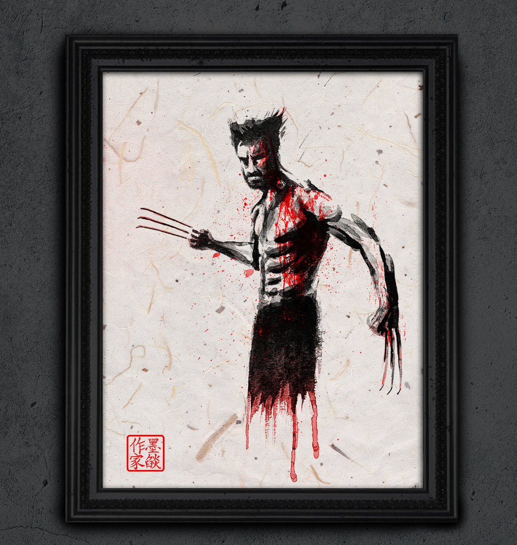 The Wolverine - Art print on Japanese Unryu, Map, Dictionary Page or any Specialty paper of your choice.